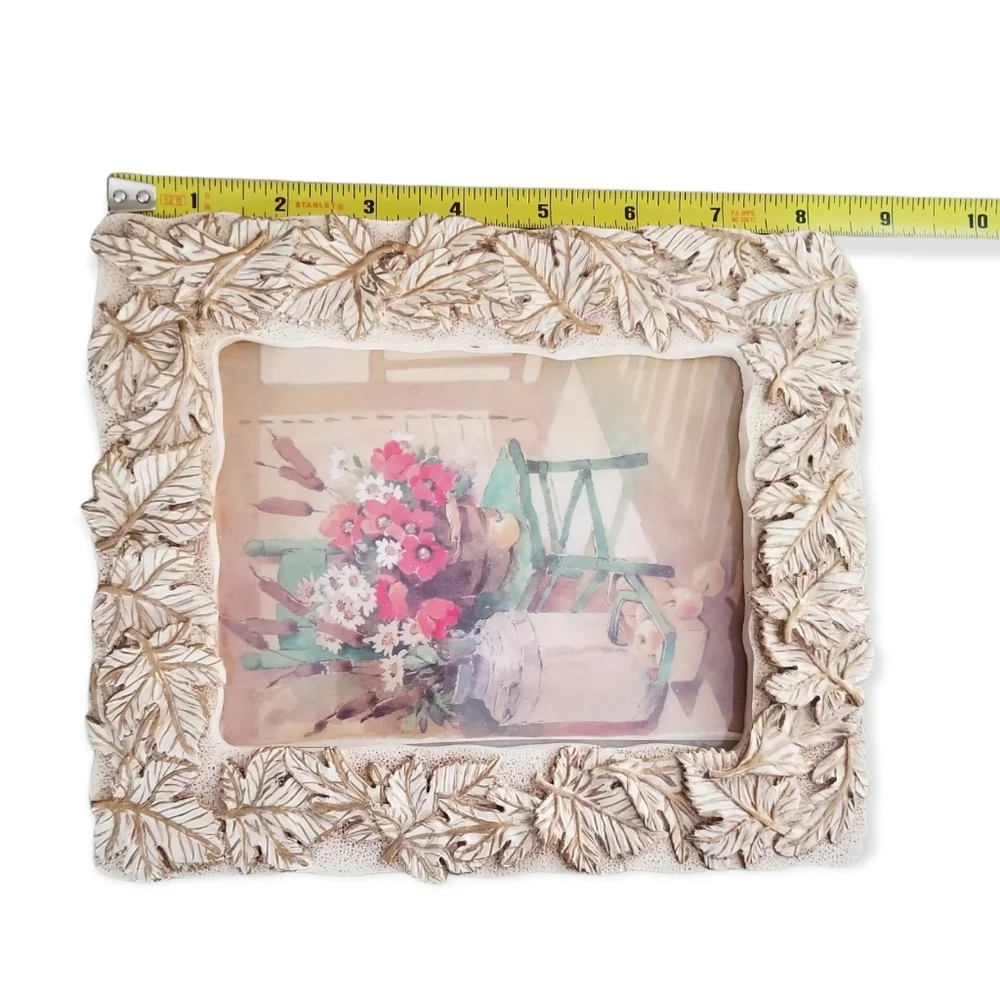 Vintage Greeting Card Gold Metallic Leaves 4.5